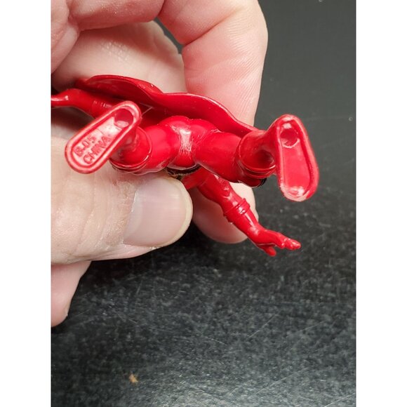 Red Superhero Action Figure With Cape - BVS Markings - Retro Collectible Toy - Picture 6 of 8